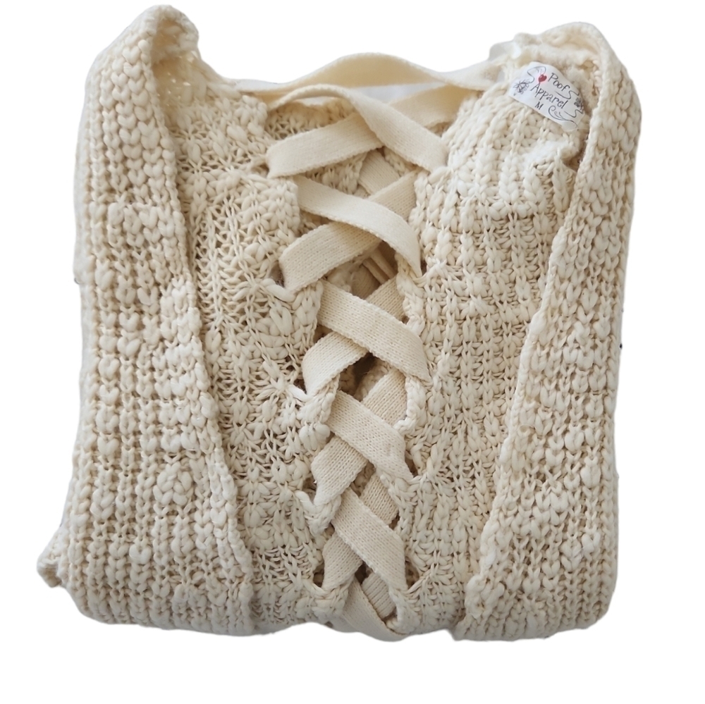 Cream Cardigan Lace-up back